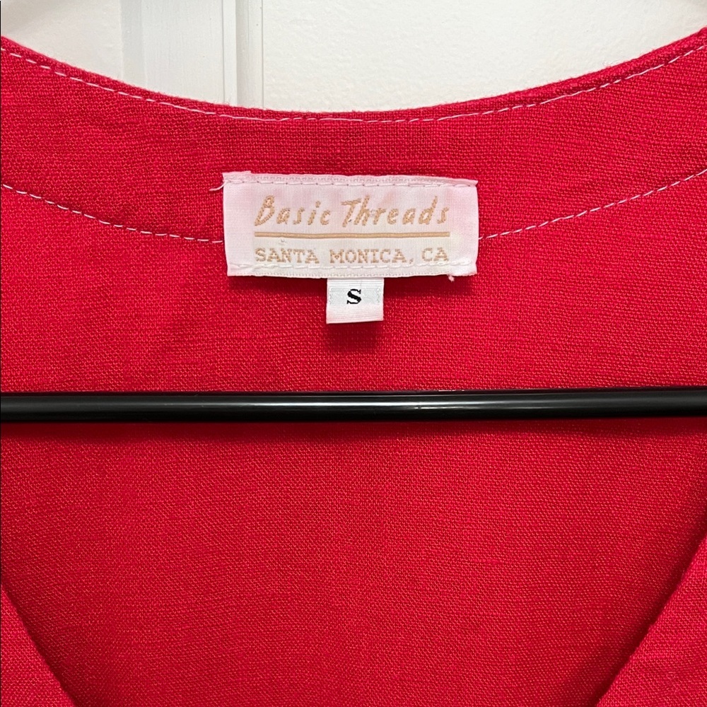 Basic Threads Linen Blend Cherry Red Sleeveless M… - image 2